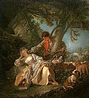 Francois Antoine Bossuet Paintings - The Interrupted Sleep by Francois Boucher